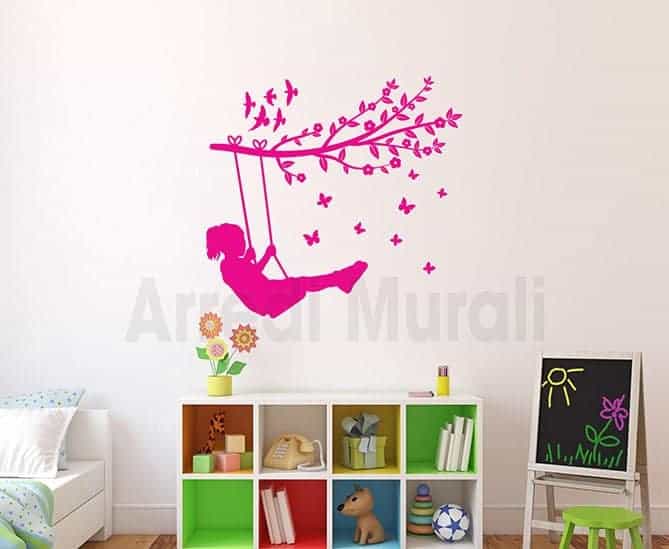 Adesivo Murale Lettera 'D' Con Fiori E Farfalle – 30 Cm, Vinile Lucido HD Per Cameretta Bambina